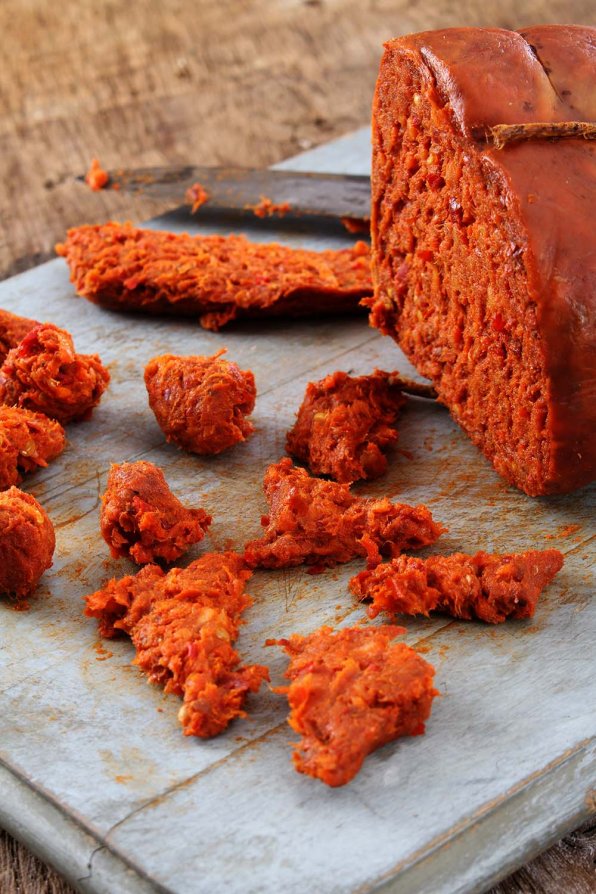 Sobrasada-korv från kommunen Alicante i regionen País Valenciano i Spanien.